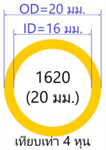 ขนาดท่อแก๊ส PAP MF 1620 (20 มม.) 4 หุน